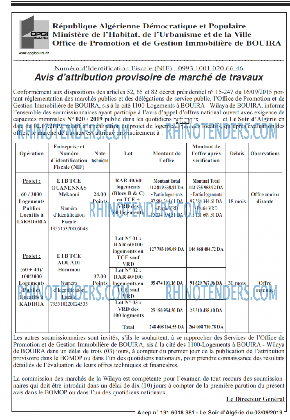 LE SOIR D'ALGERIE