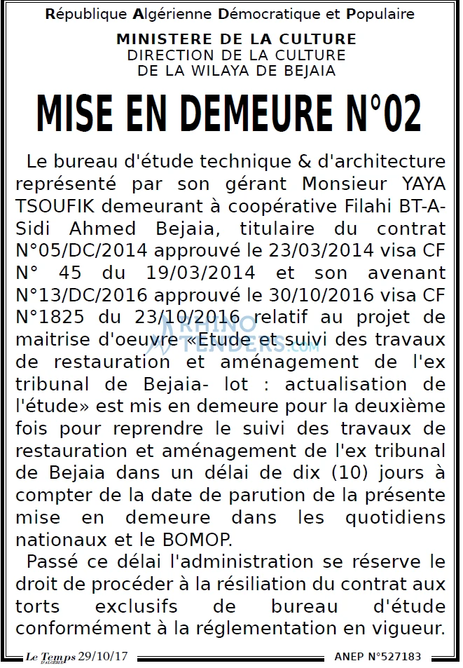 LE TEMPS D'ALGERIE
