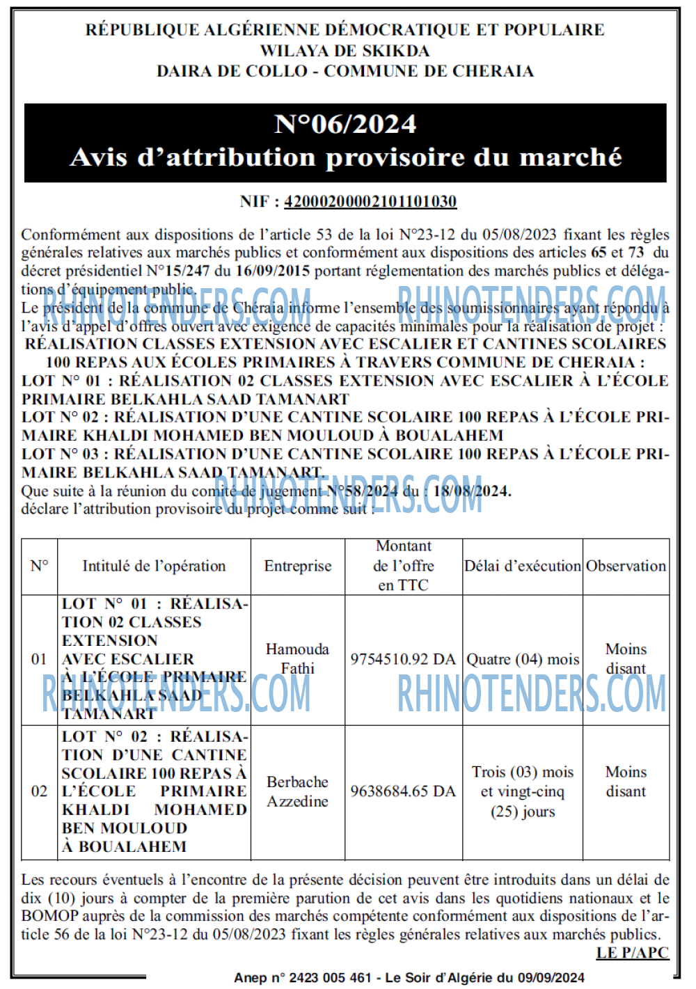 LE SOIR D'ALGERIE