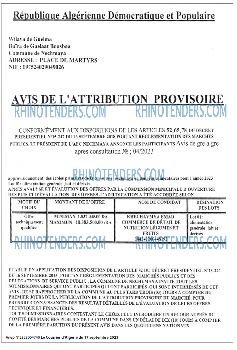 Le Courrier d'Algerie
