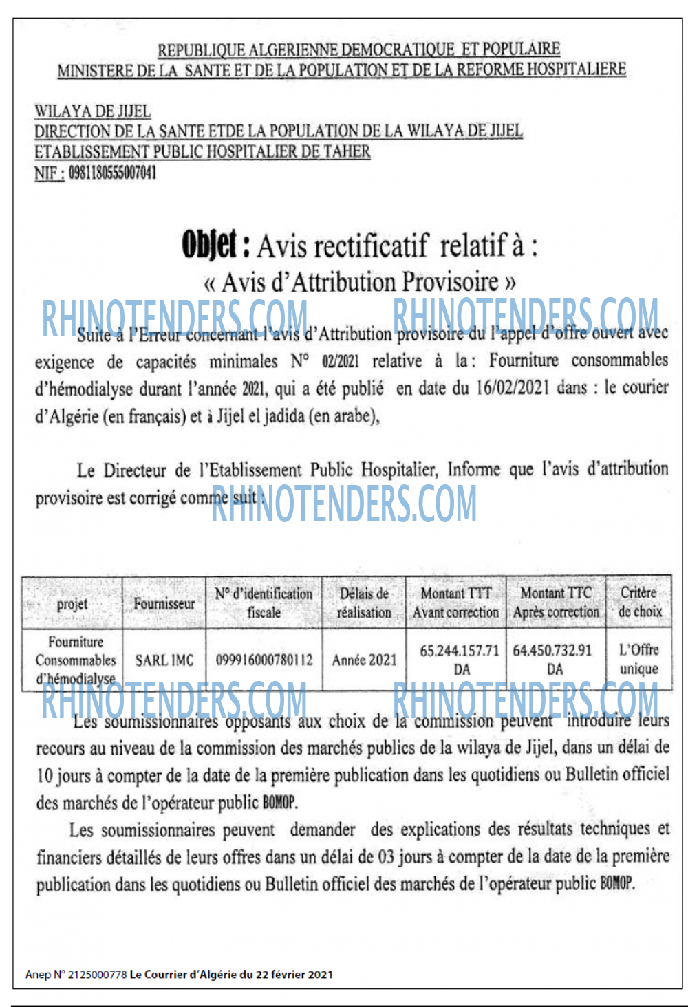Le Courrier d'Algerie