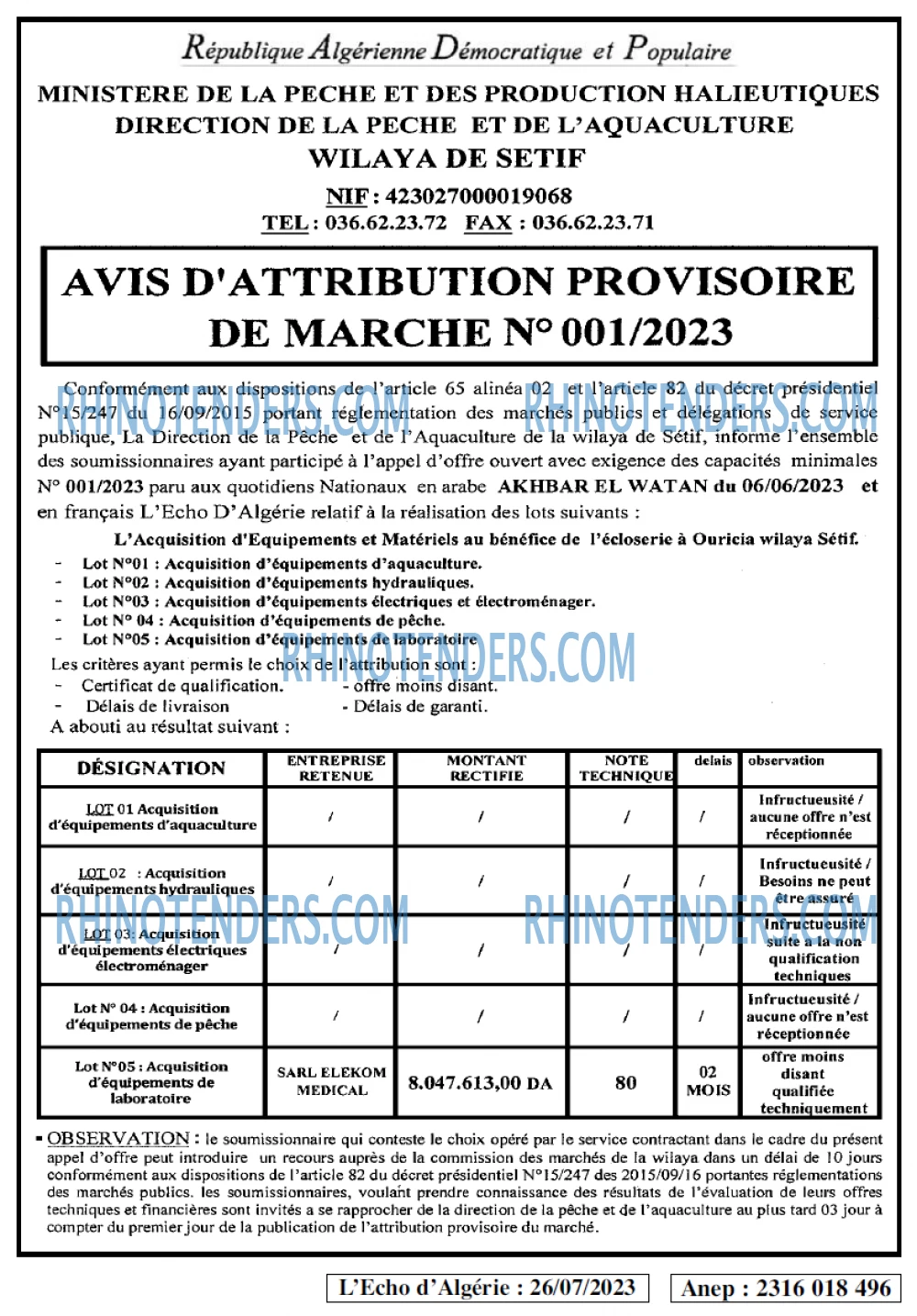 L'ECHO D'ALGERIE