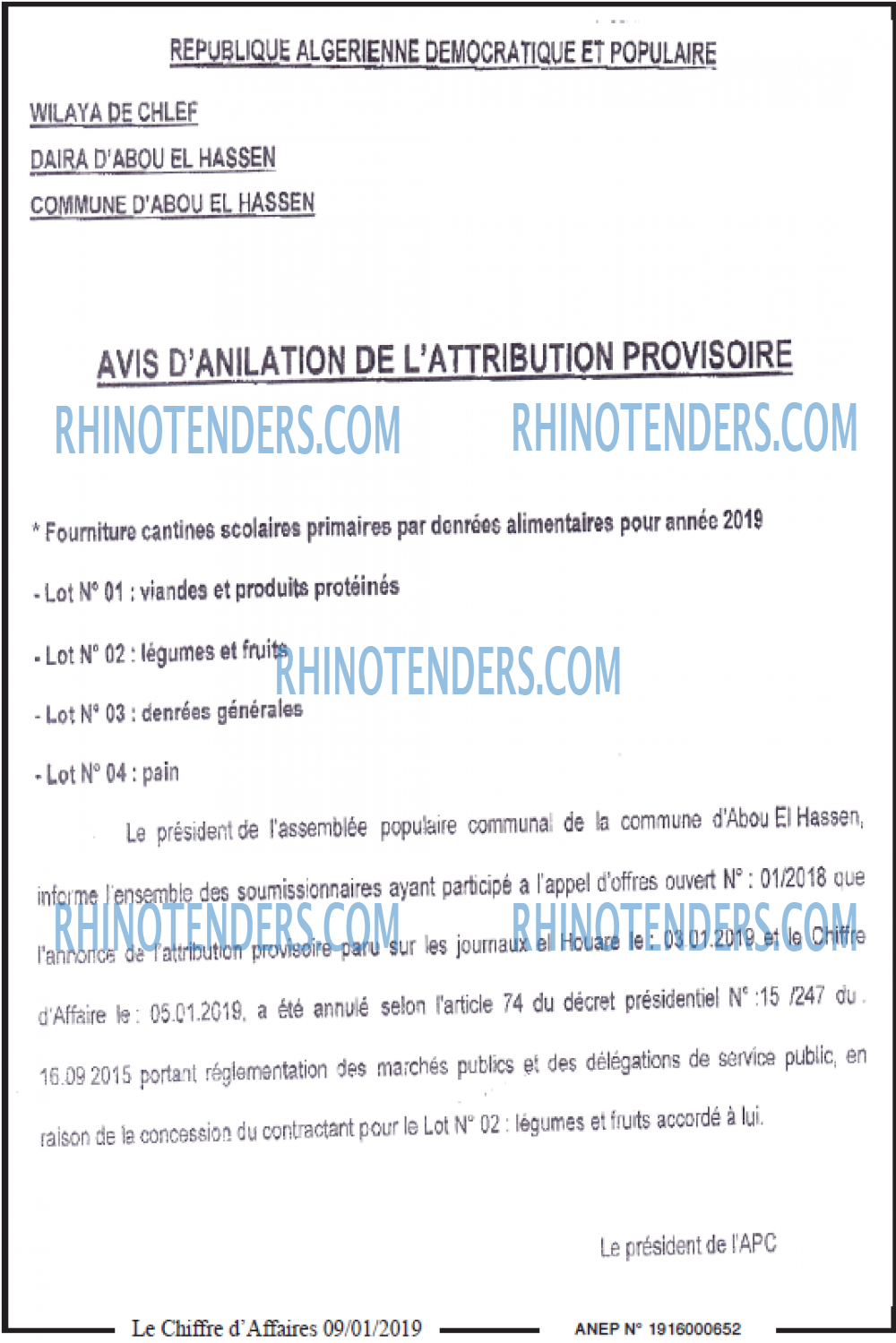 Le Chiffre d'Affaires