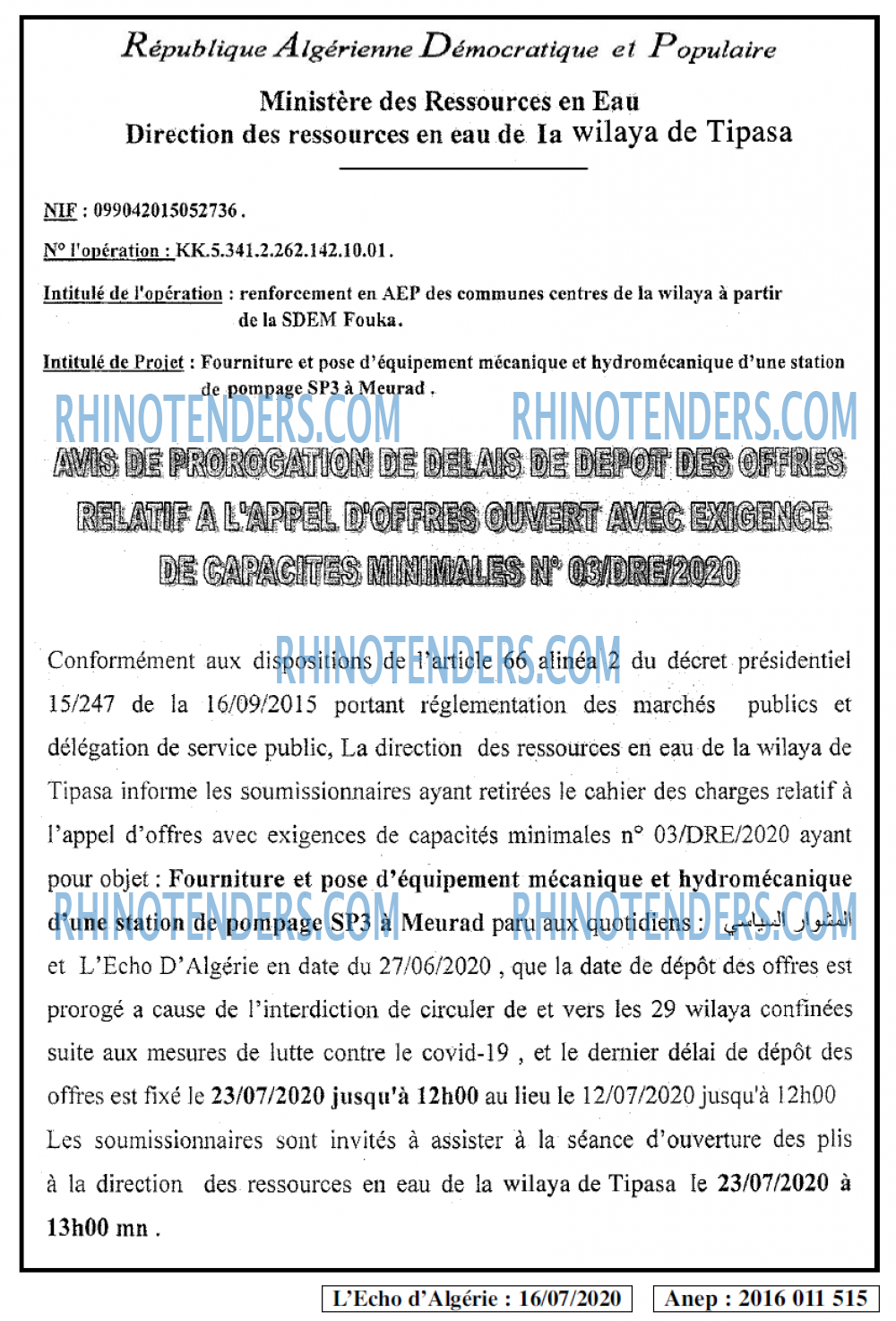 L'ECHO D'ALGERIE