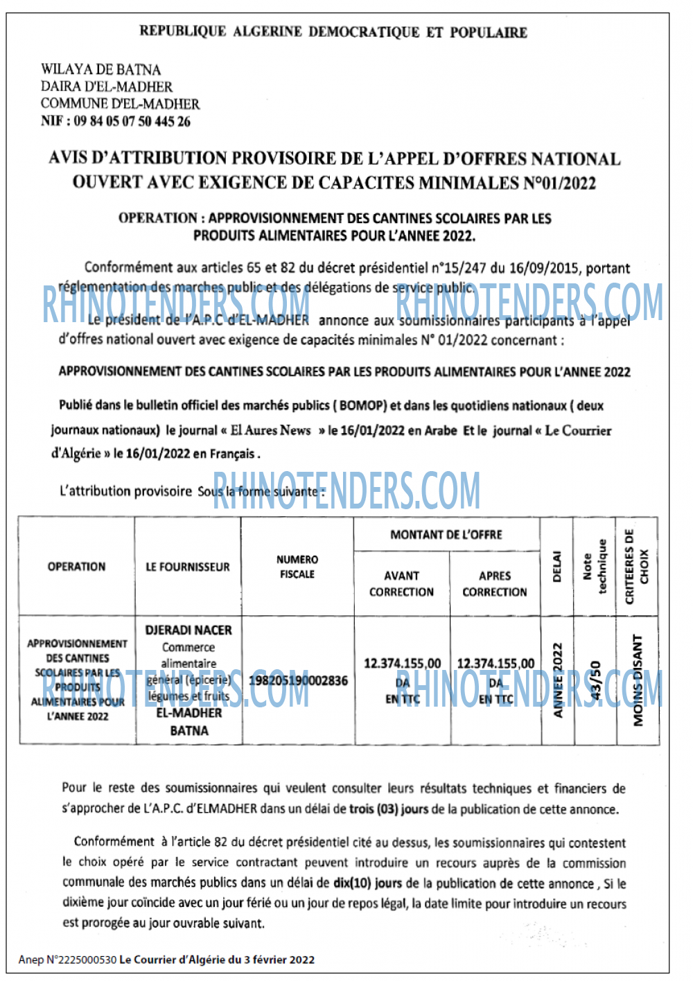 Le Courrier d'Algerie