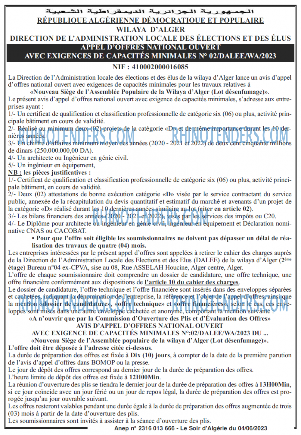 LE SOIR D'ALGERIE