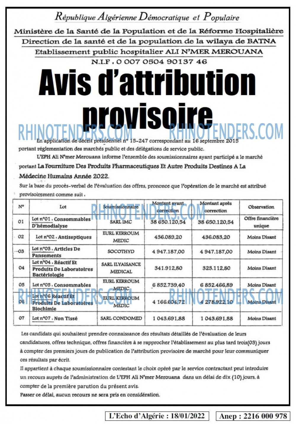 L'ECHO D'ALGERIE