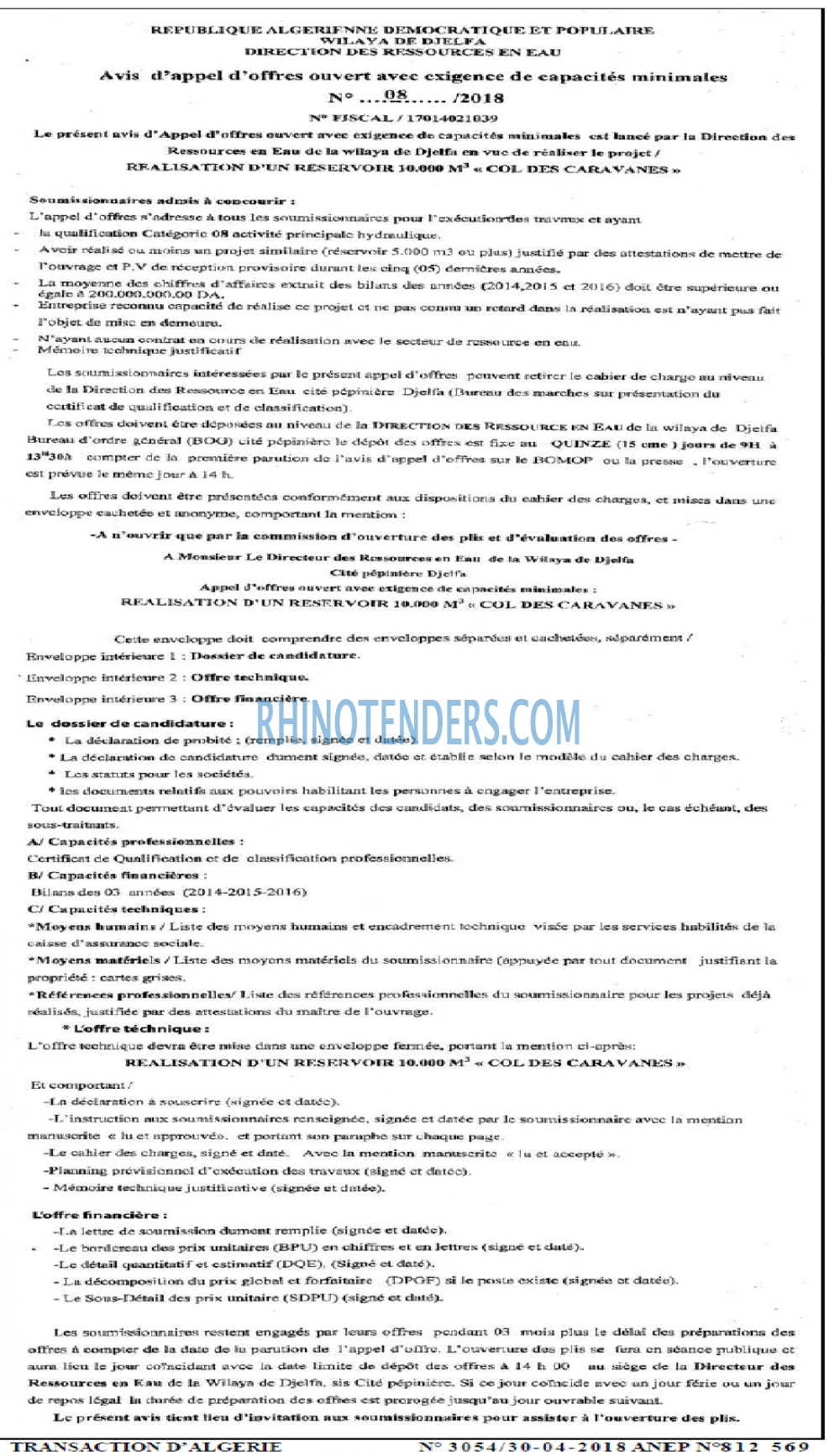 TRANSACTION D'ALGERIE