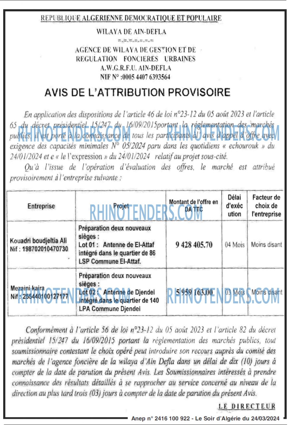 LE SOIR D'ALGERIE