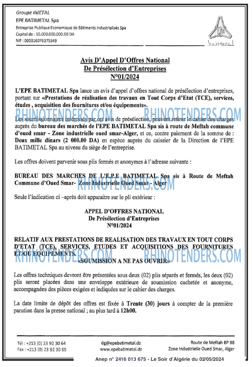 LE SOIR D'ALGERIE