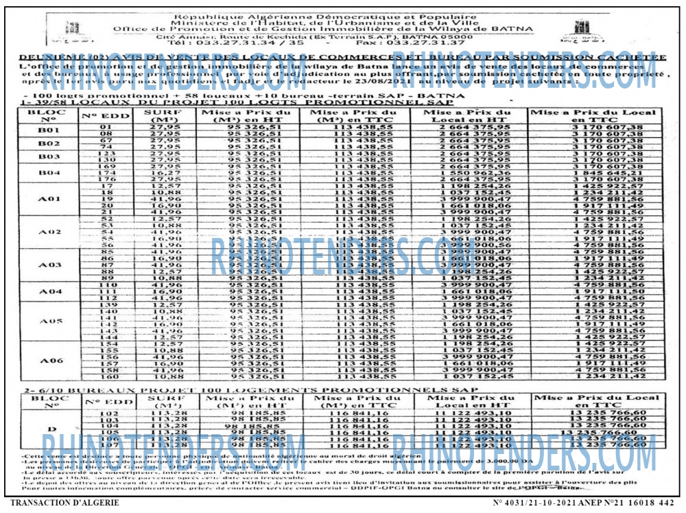 TRANSACTION D'ALGERIE