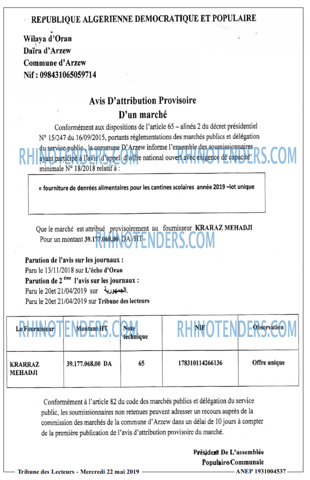 TRIBUNE DES LECTEURS