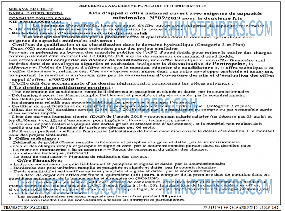 TRANSACTION D'ALGERIE