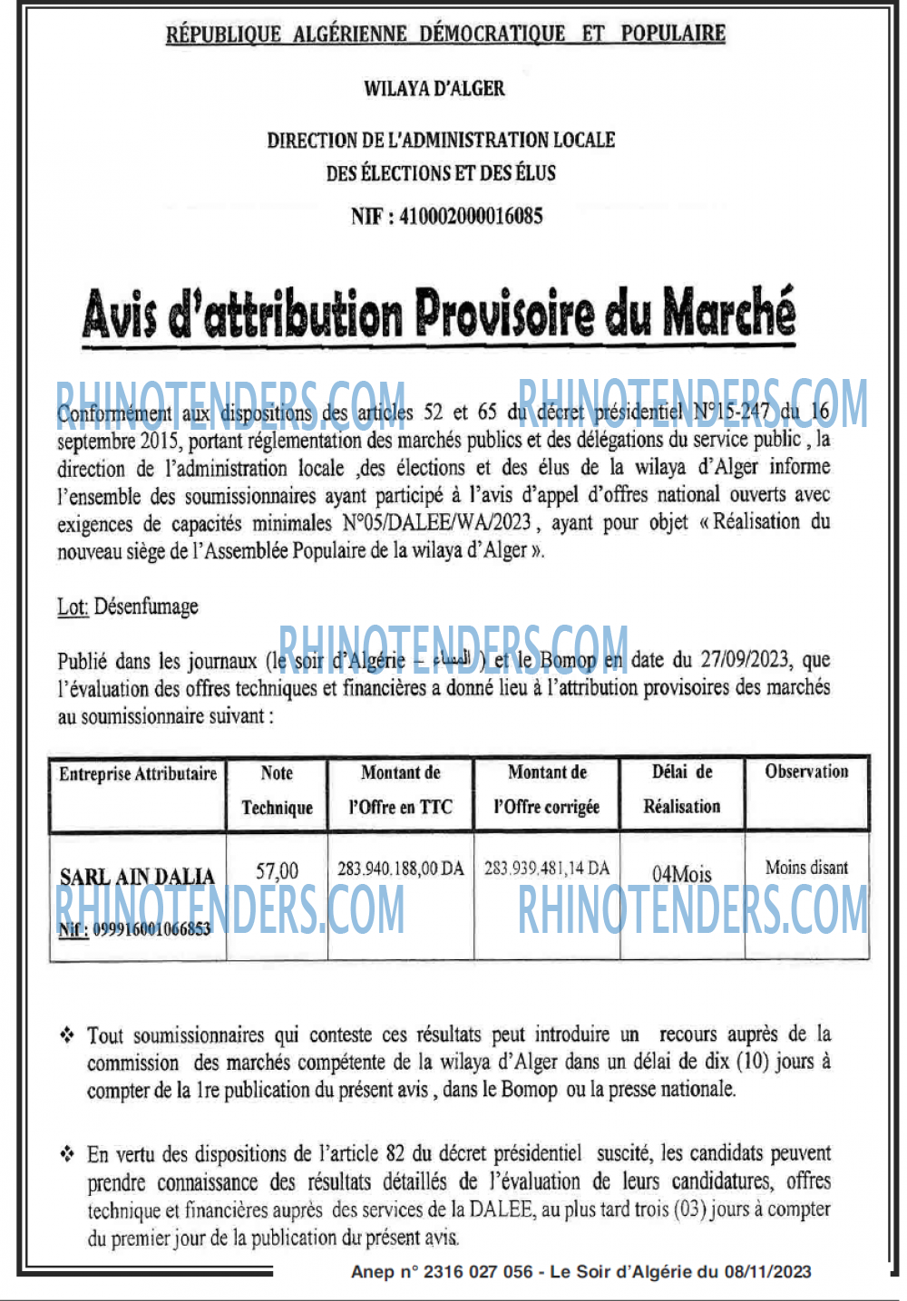 LE SOIR D'ALGERIE
