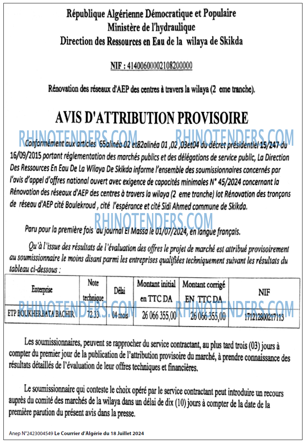 Le Courrier d'Algerie