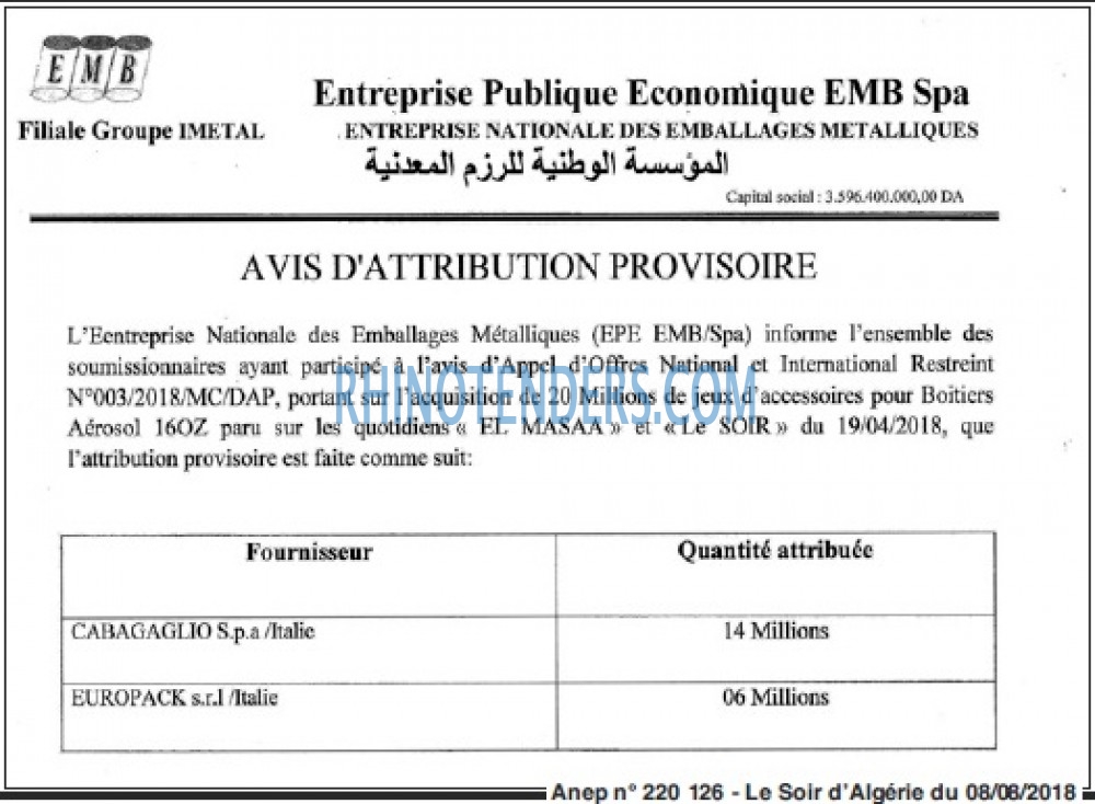 LE SOIR D'ALGERIE