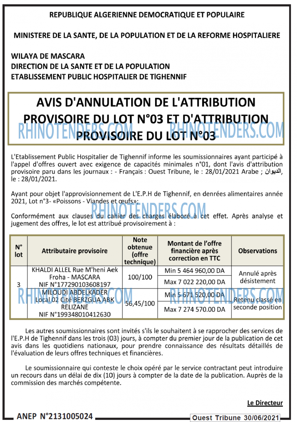 ouest TRIBUNE