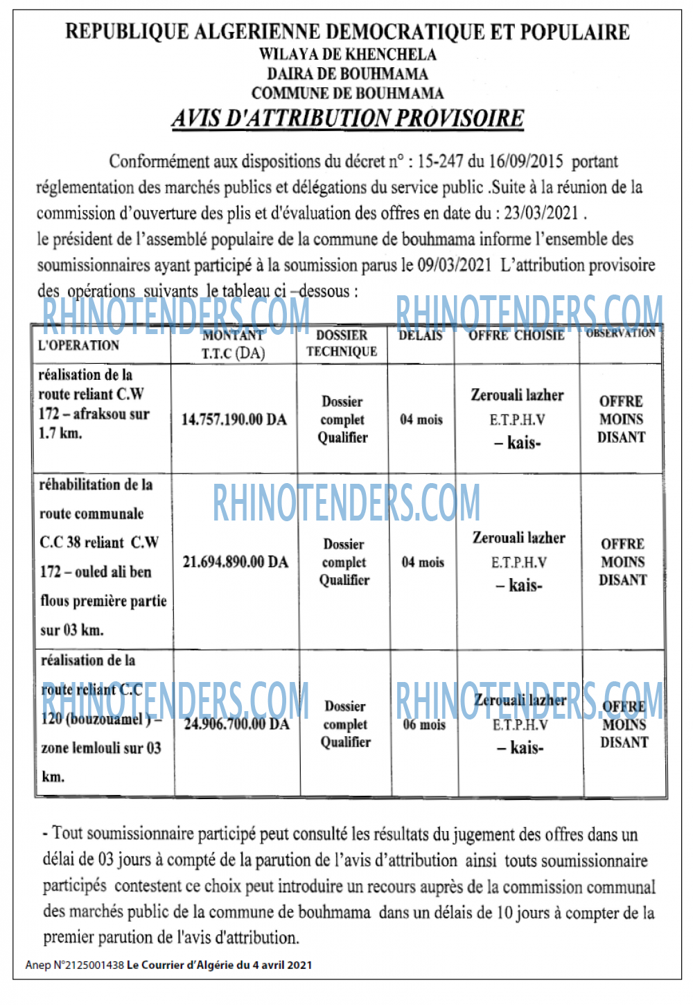 Le Courrier d'Algerie