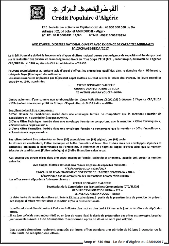 LE SOIR D'ALGERIE