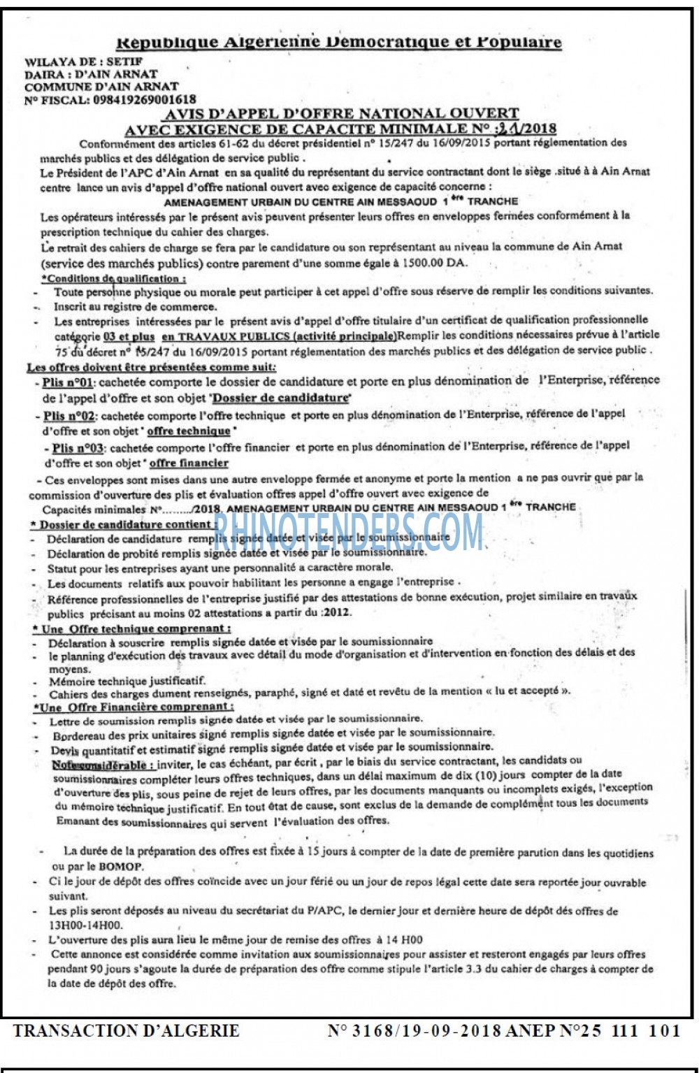 TRANSACTION D'ALGERIE