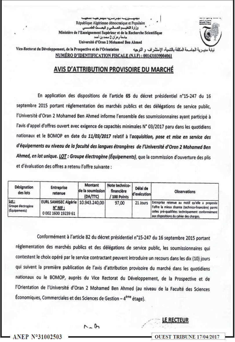 ouest TRIBUNE