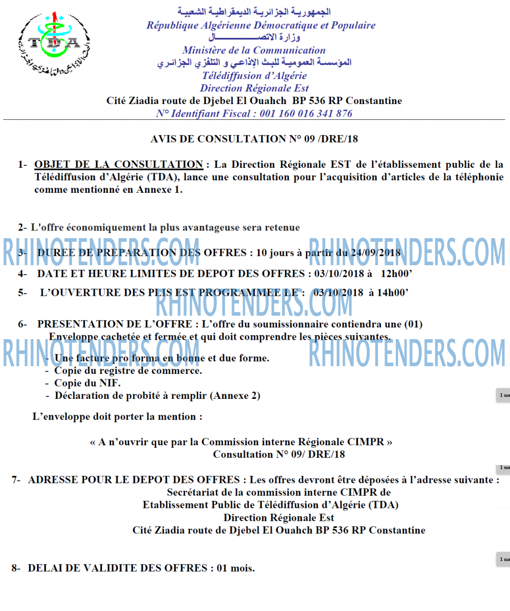TDA - Télédiffusion d'Algérie