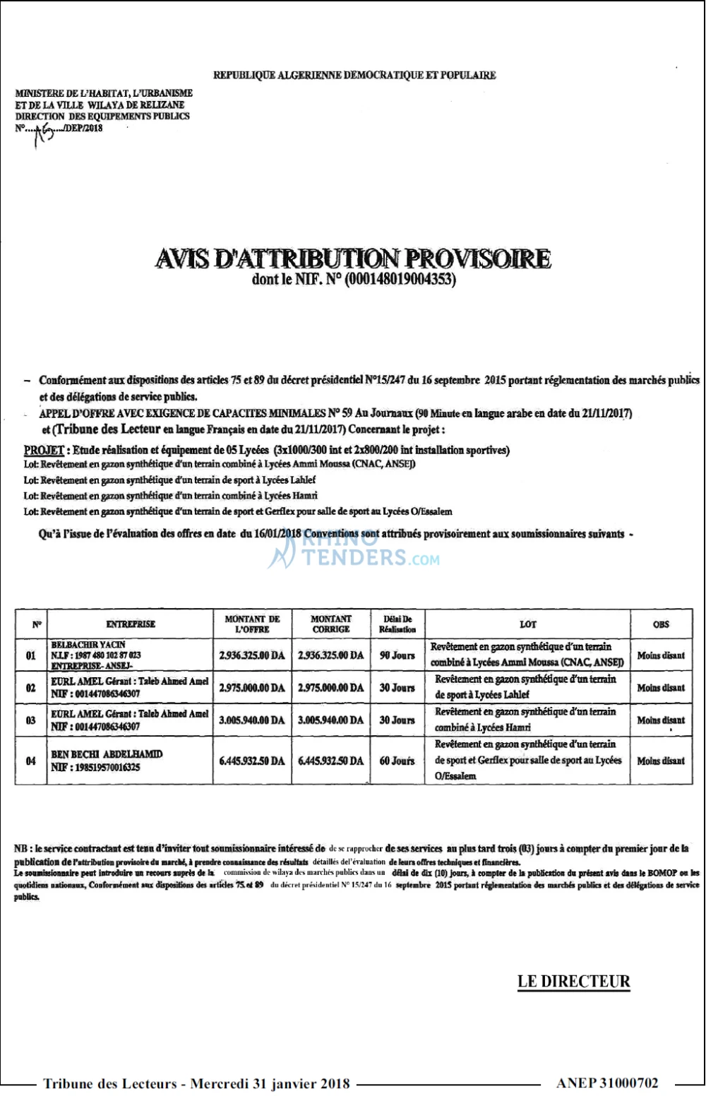 TRIBUNE DES LECTEURS