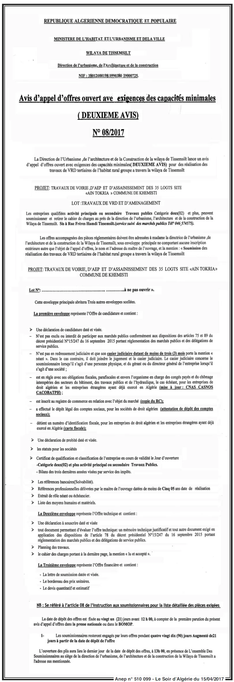 LE SOIR D'ALGERIE