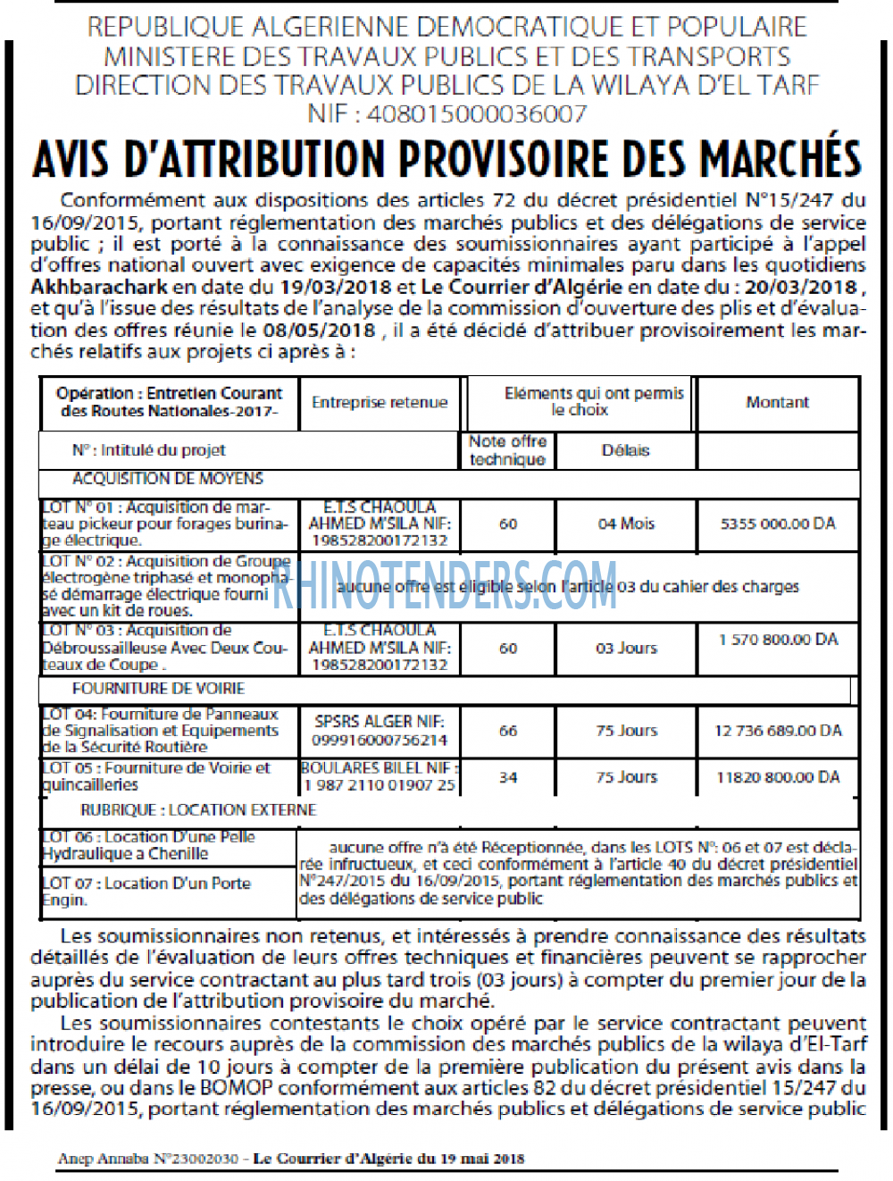 Le Courrier d'Algerie