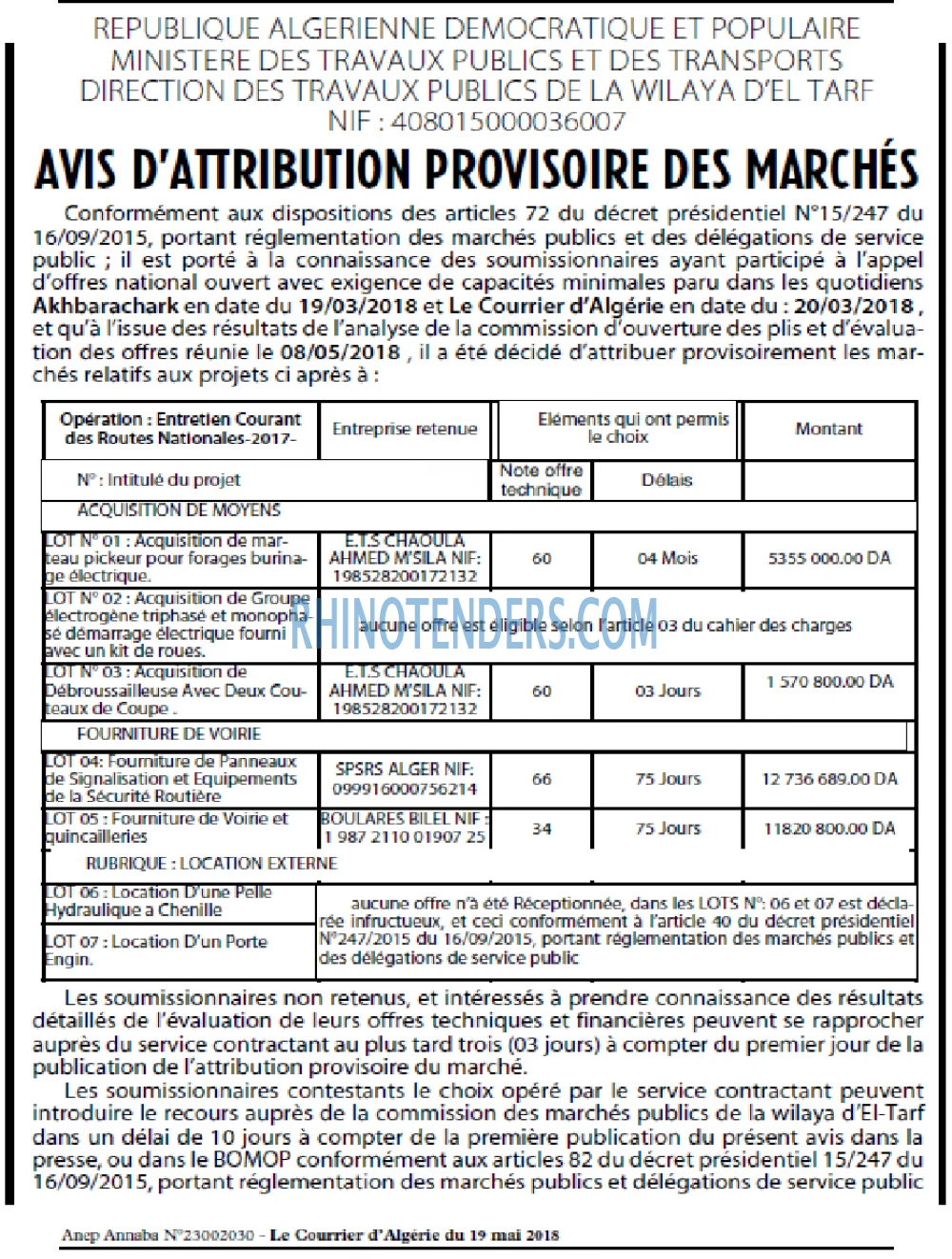 Le Courrier d'Algerie