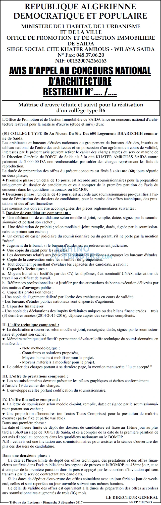 TRIBUNE DES LECTEURS