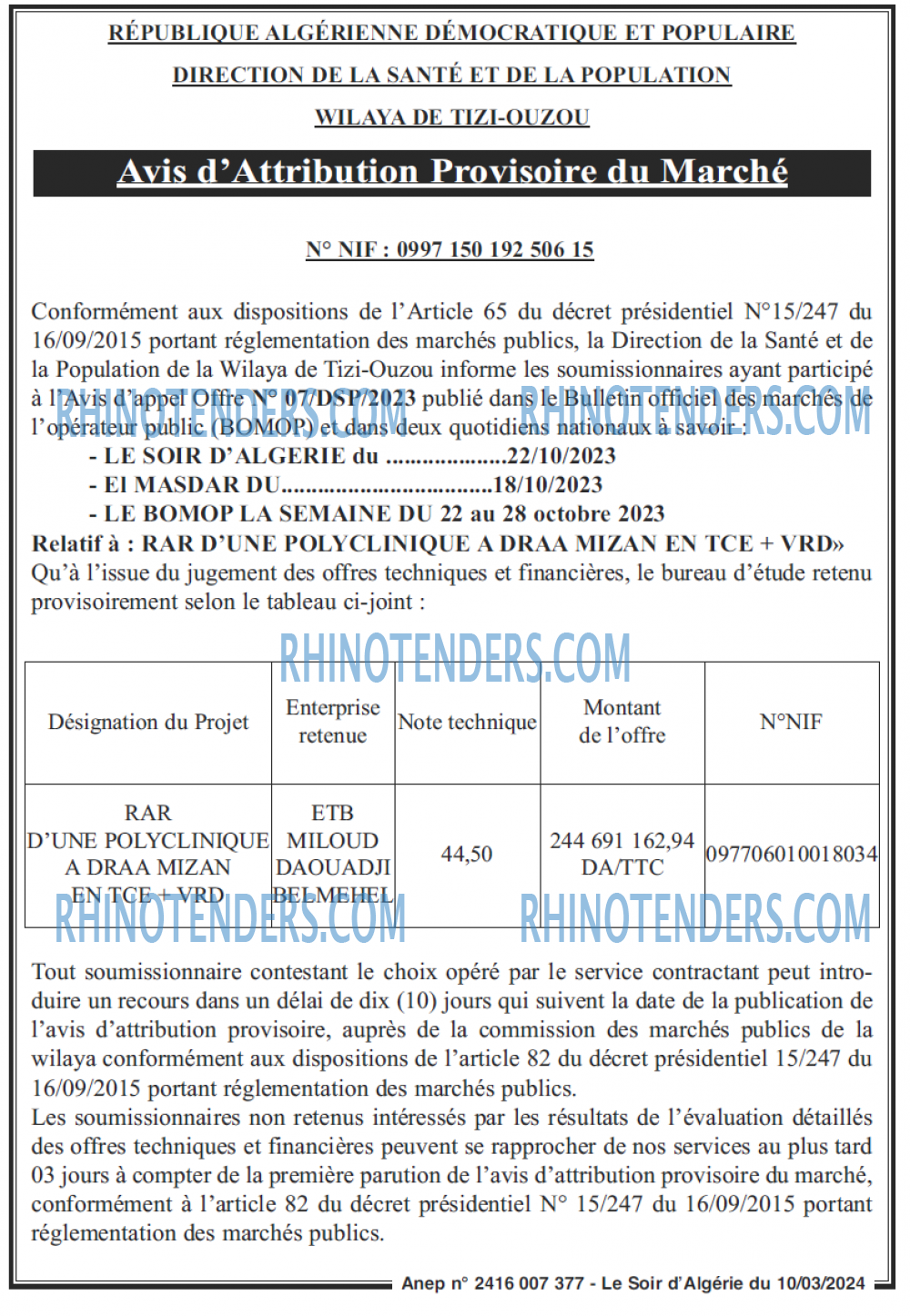 LE SOIR D'ALGERIE