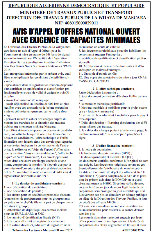 TRIBUNE DES LECTEURS