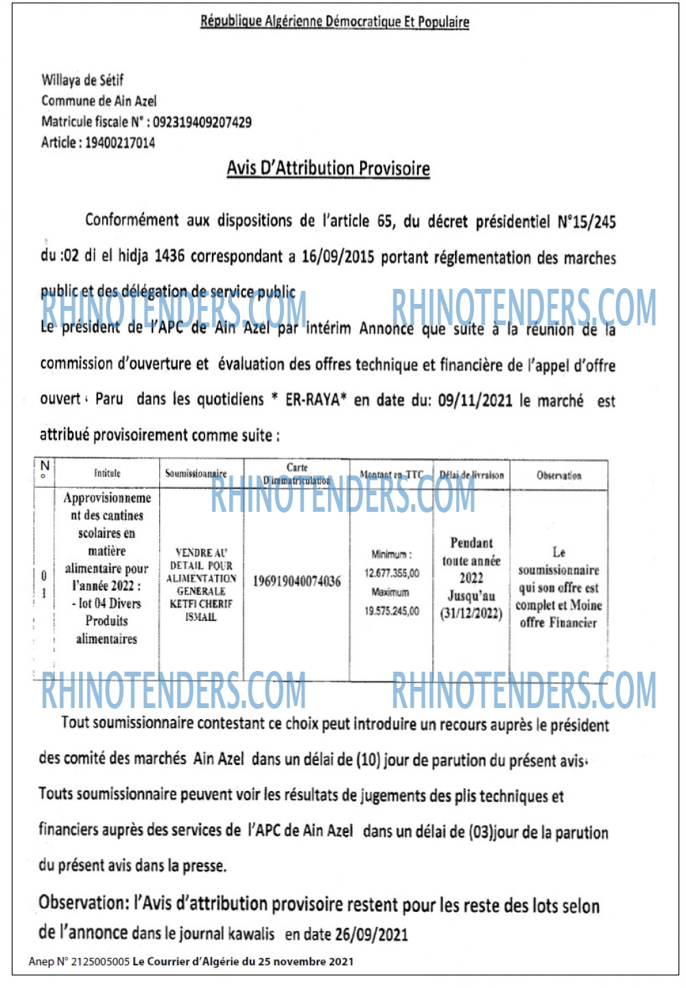 Le Courrier d'Algerie