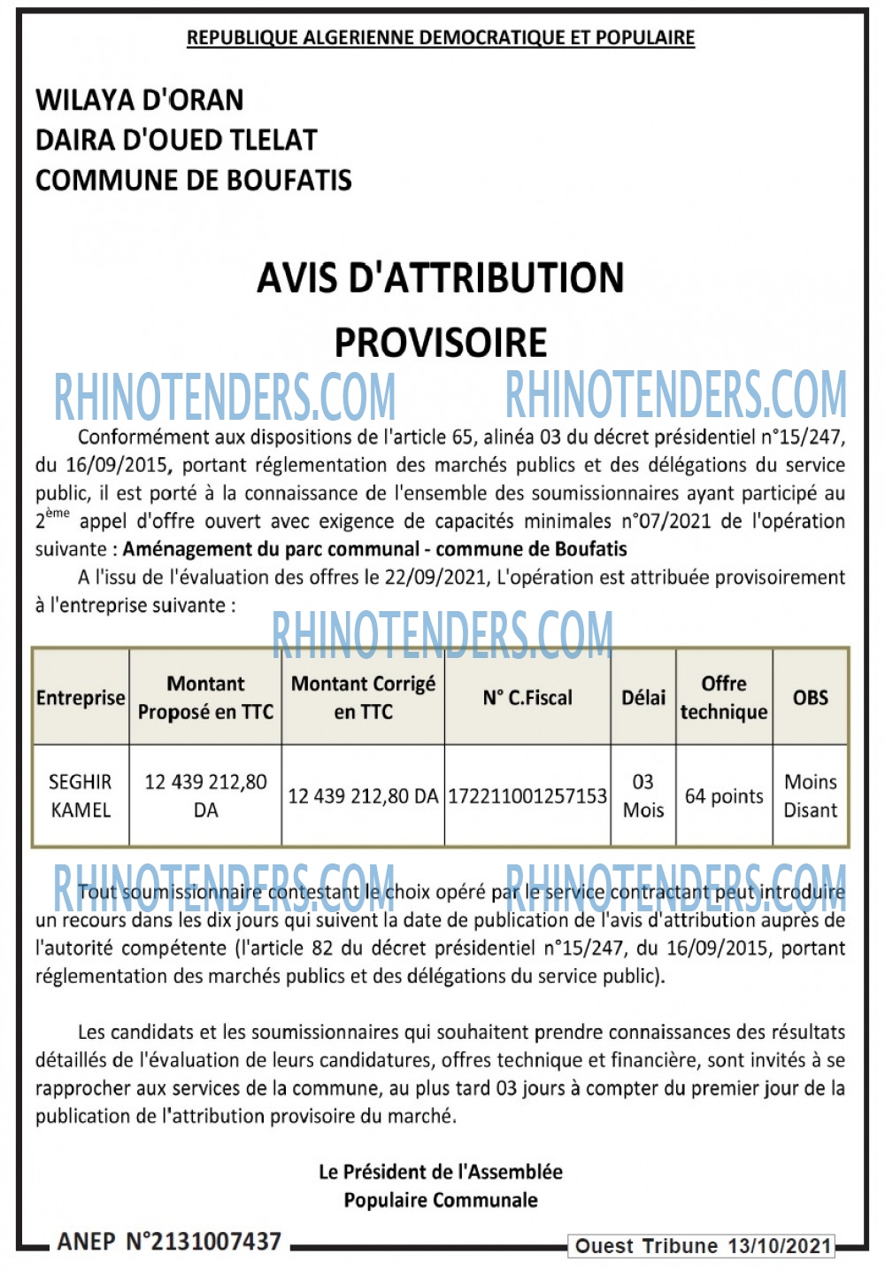 ouest TRIBUNE
