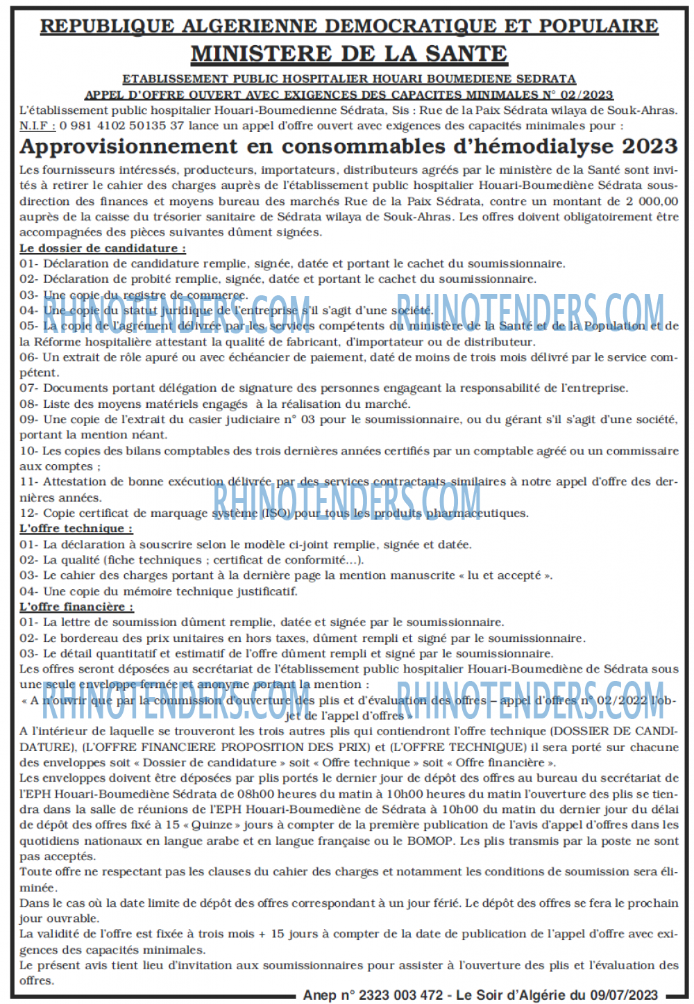LE SOIR D'ALGERIE