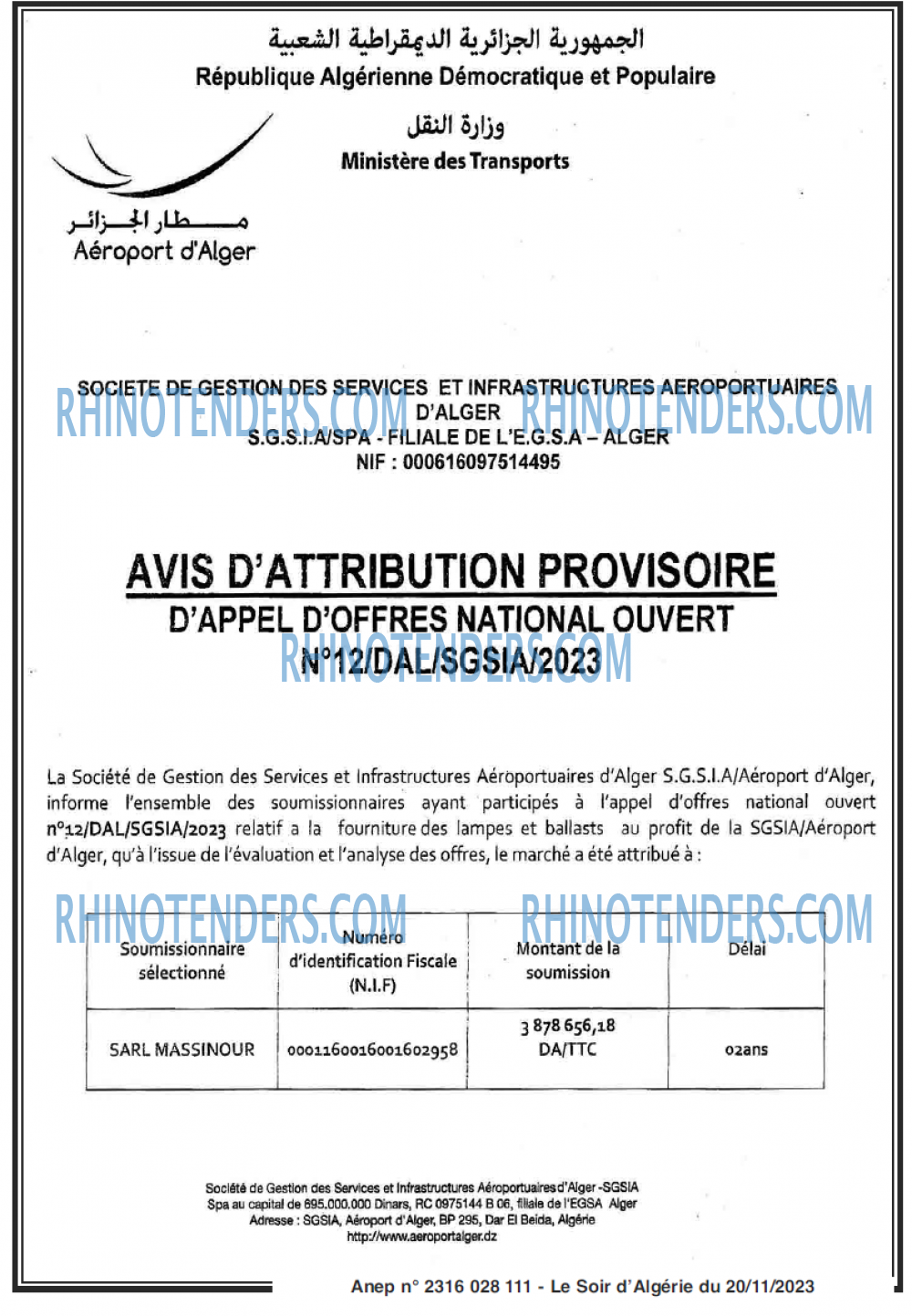 LE SOIR D'ALGERIE