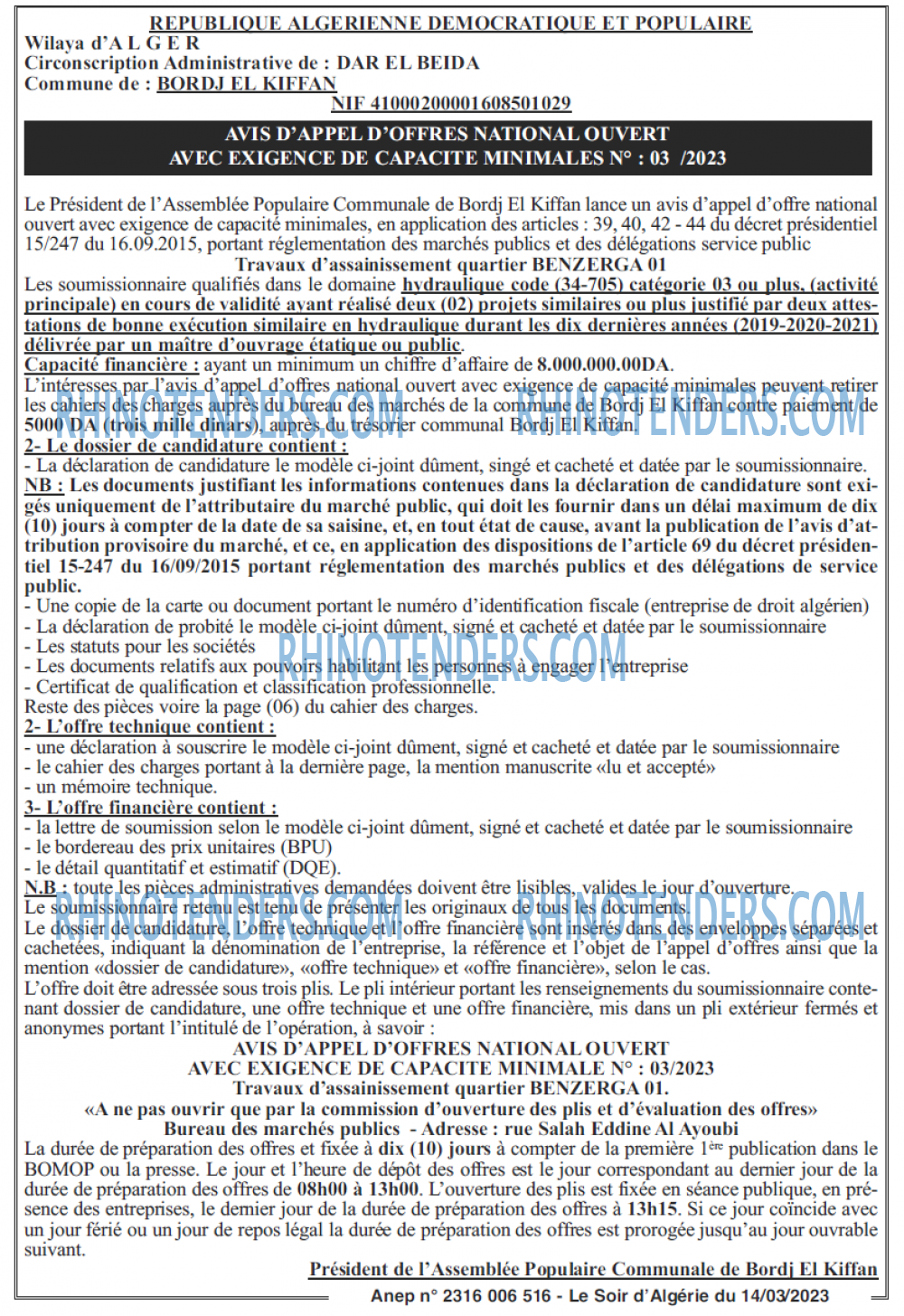 LE SOIR D'ALGERIE