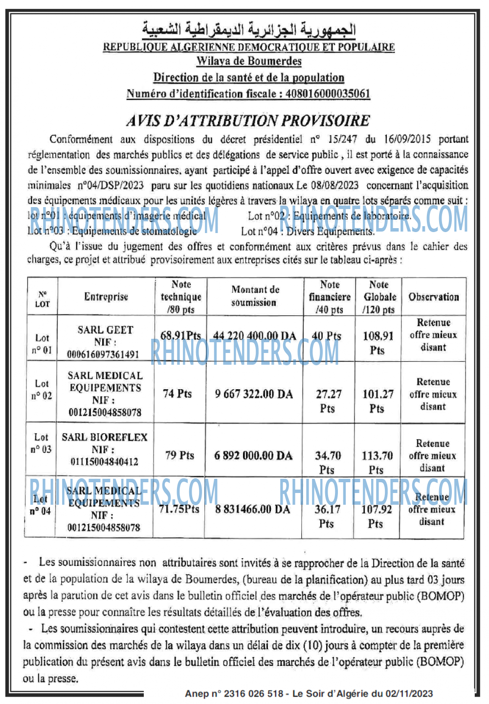 LE SOIR D'ALGERIE