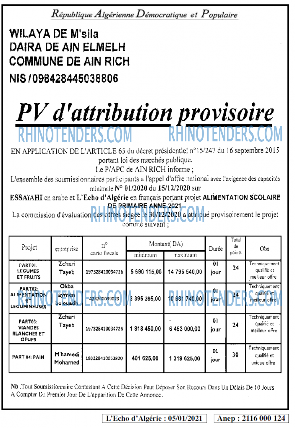 L'ECHO D'ALGERIE