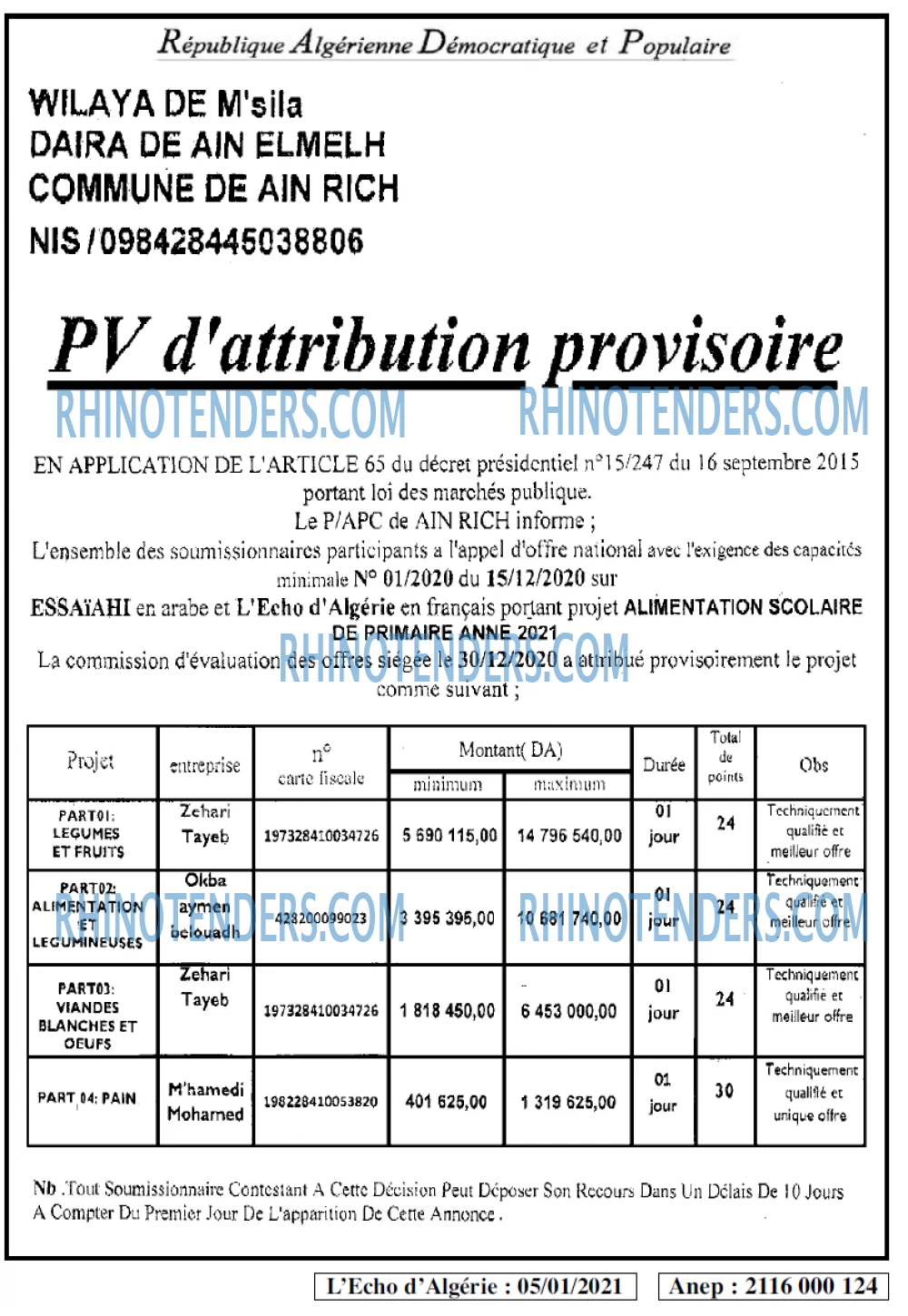 L'ECHO D'ALGERIE