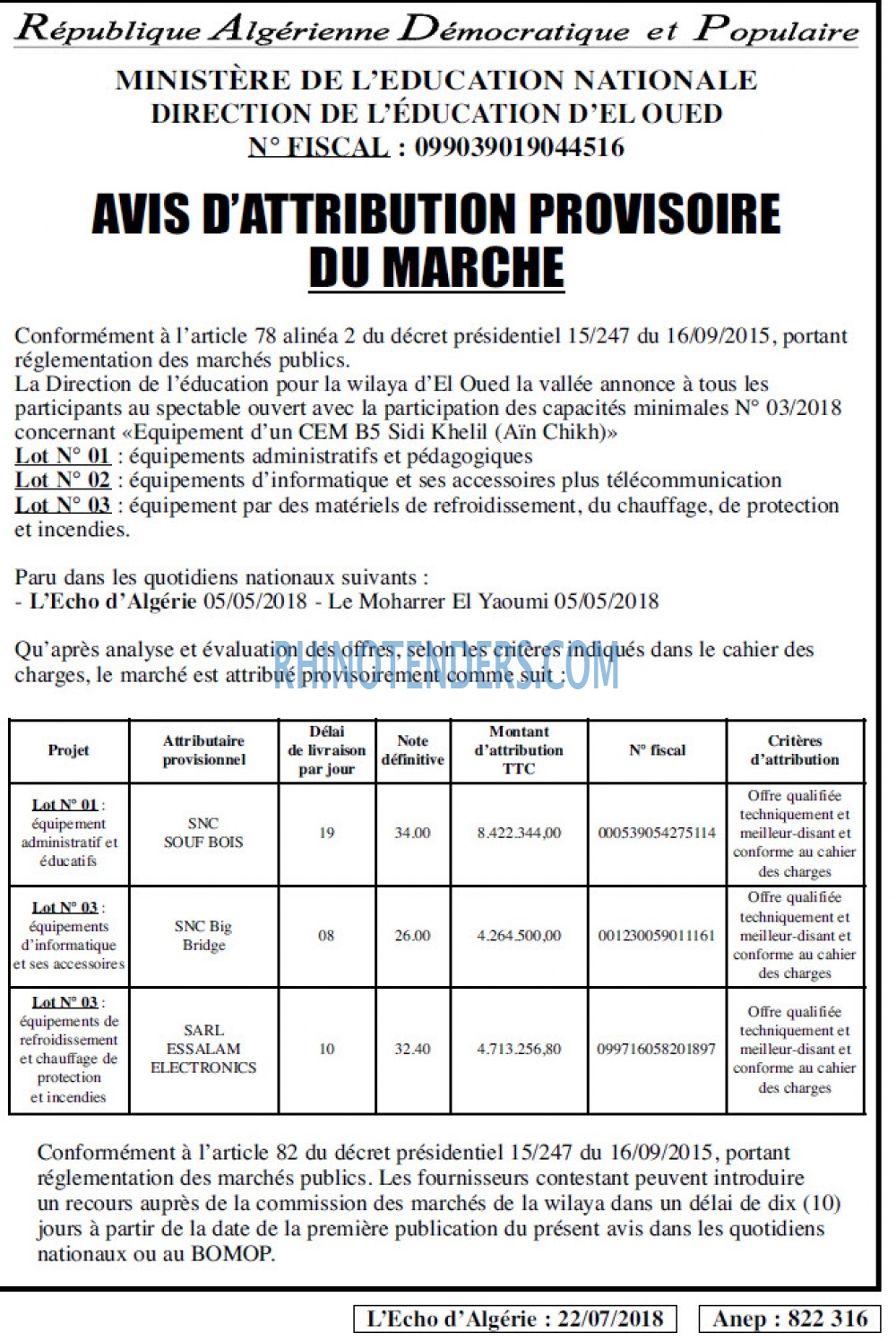 L'ECHO D'ALGERIE
