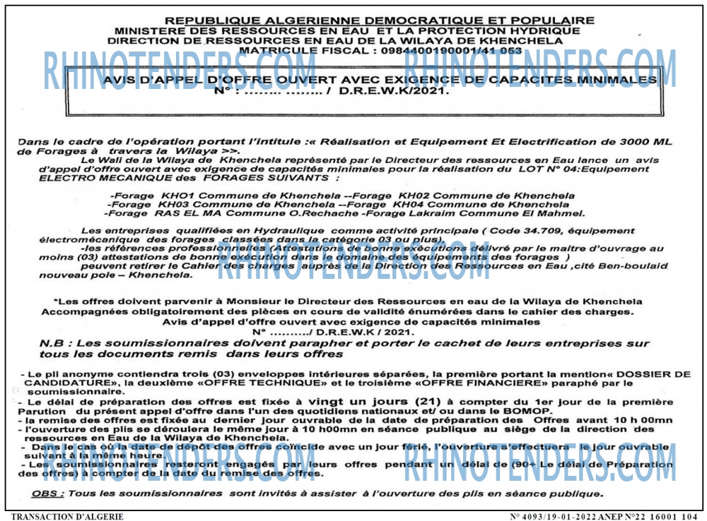 TRANSACTION D'ALGERIE