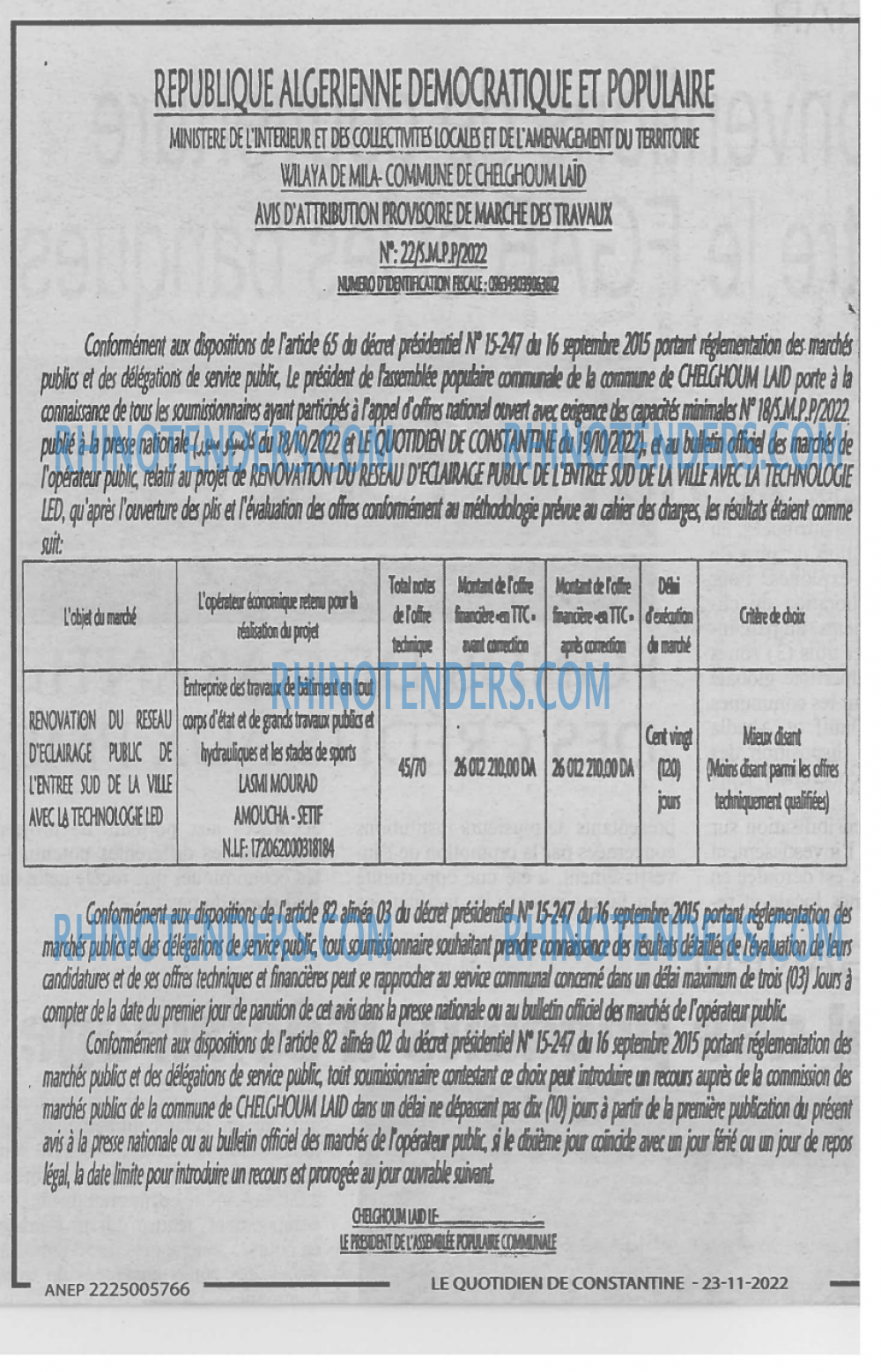 LE QUOTIDIEN DE CONSTANTINE