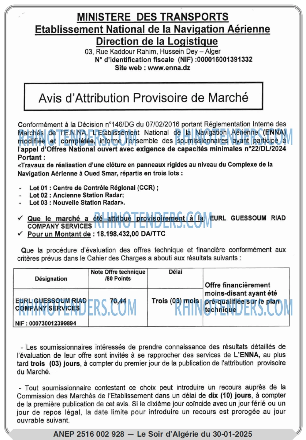 LE SOIR D'ALGERIE