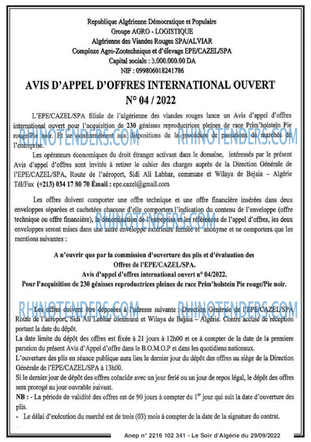 LE SOIR D'ALGERIE