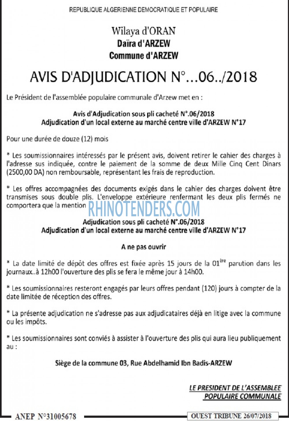 ouest TRIBUNE
