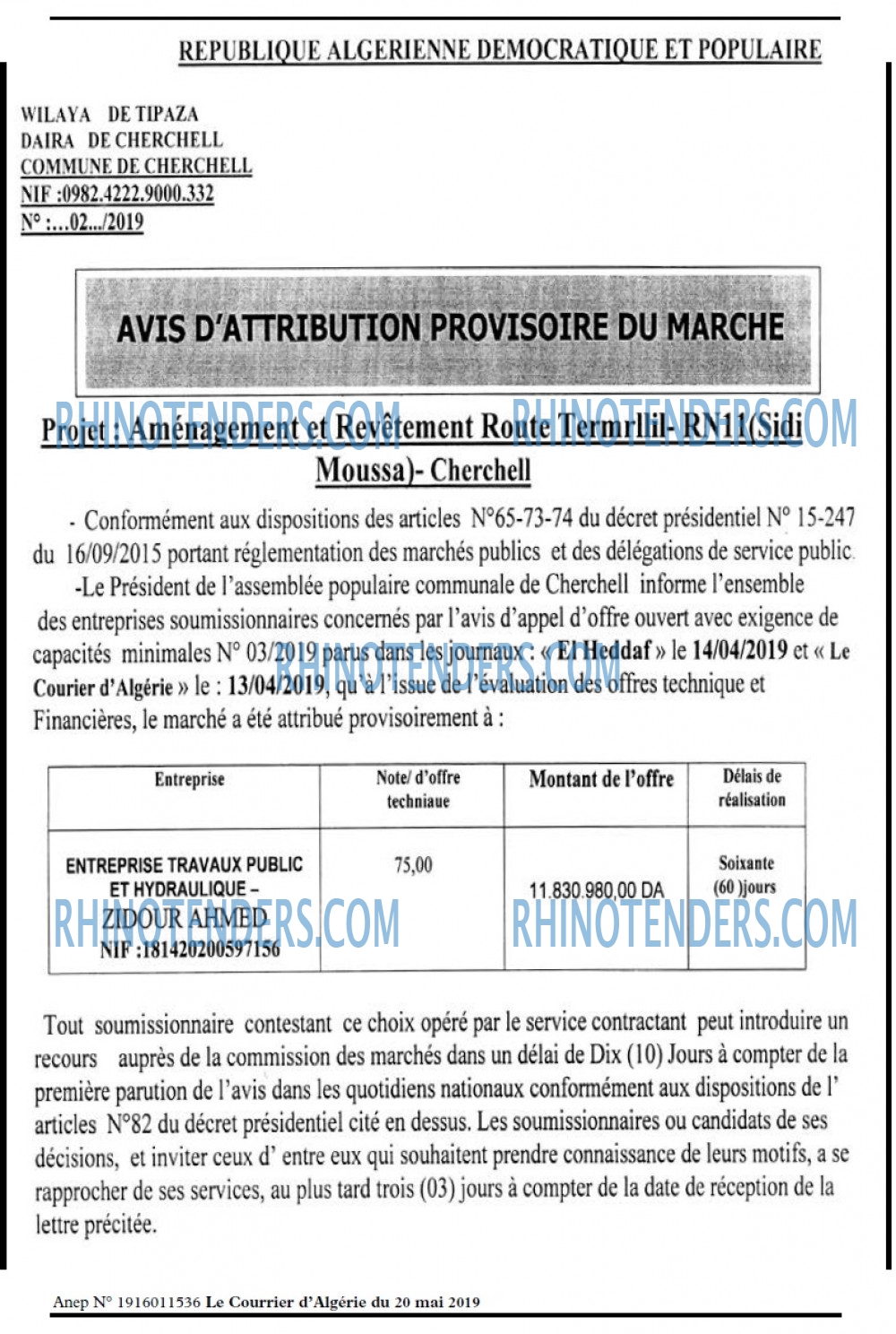 Le Courrier d'Algerie