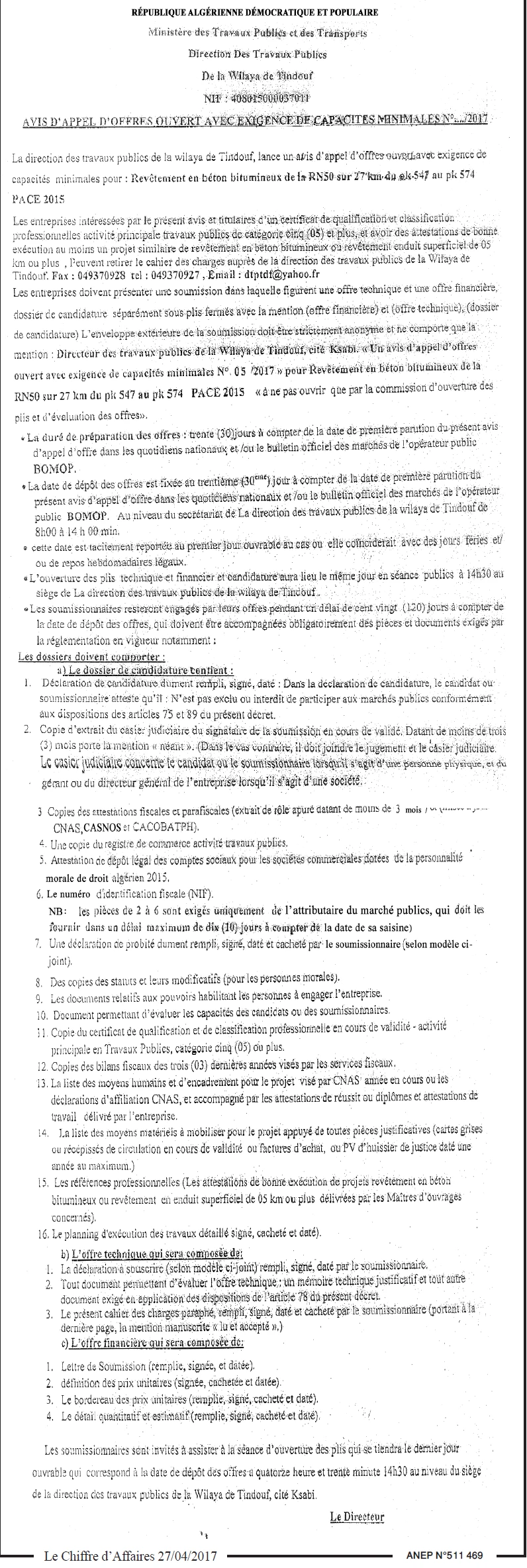 Le Chiffre d'Affaires