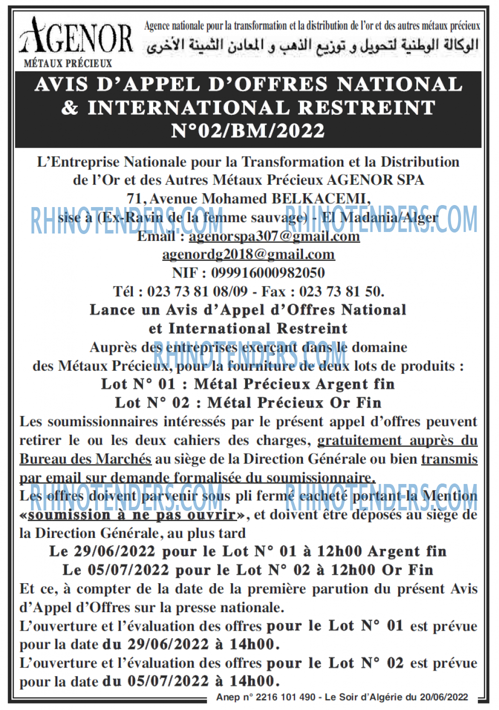 LE SOIR D'ALGERIE